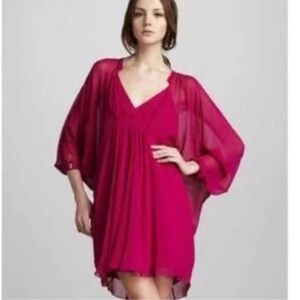 Diane von Furstenberg Fuchsia Silk Batwing Sleeve Tunic
